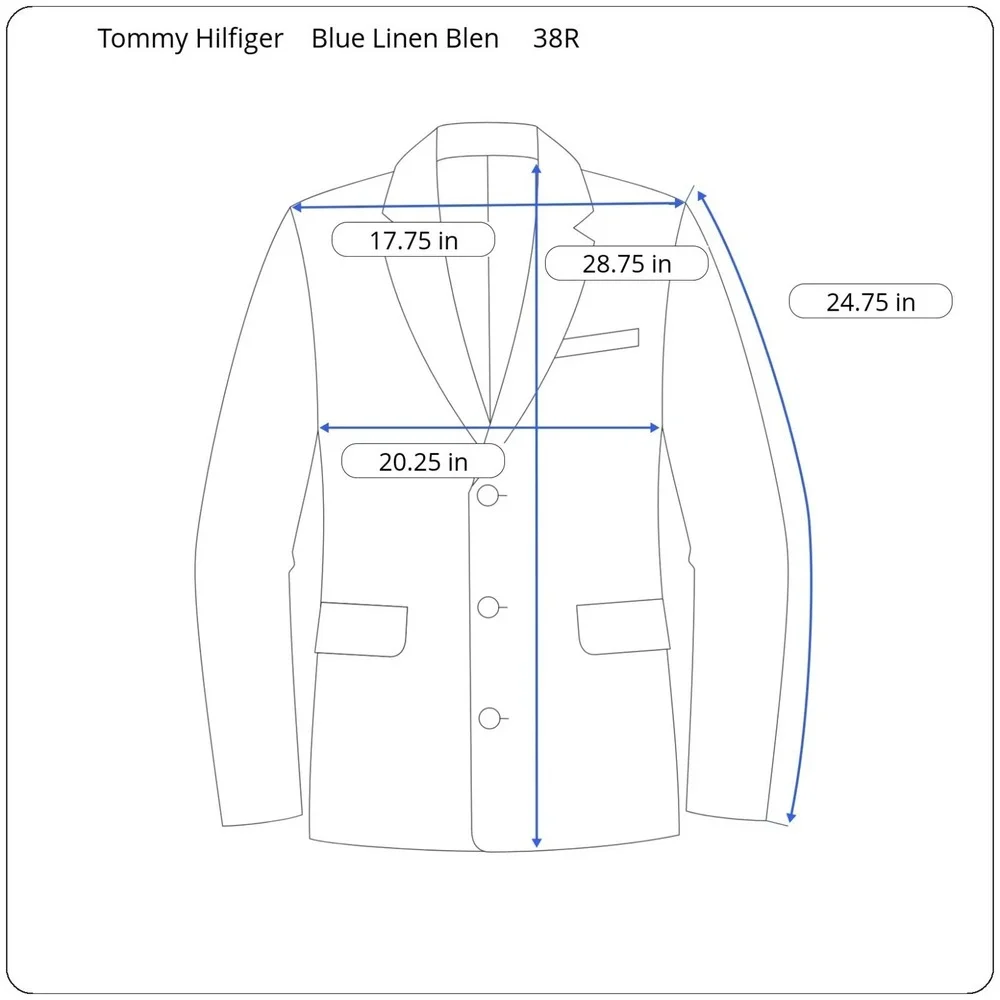 $295 Tommy Hilfiger Textured Windowpane Plaid Modern Fit Sport Coat Men 38R Blue